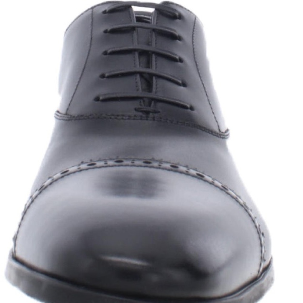 SALVATORE FERRAGMO BOSTON BLACK LEATHER CAP TOE LACE-UP OXFORD MENS NWT - Picture 3 of 3